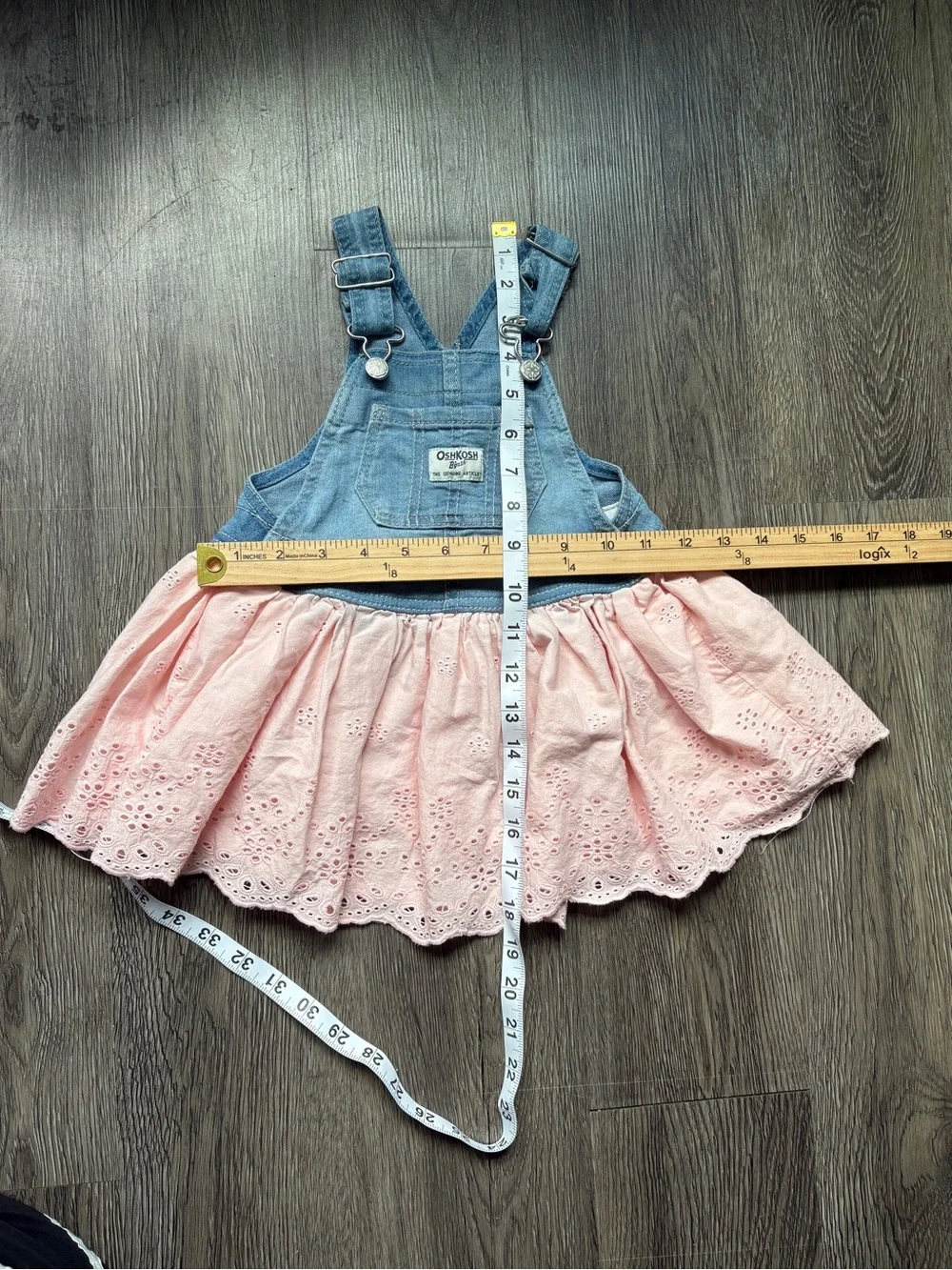 OshKosh B’gosh Denim Overalls with Pink Skirt | Toddler